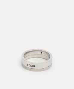 Fossil Homme DRESS Bague Silver Coloured/black