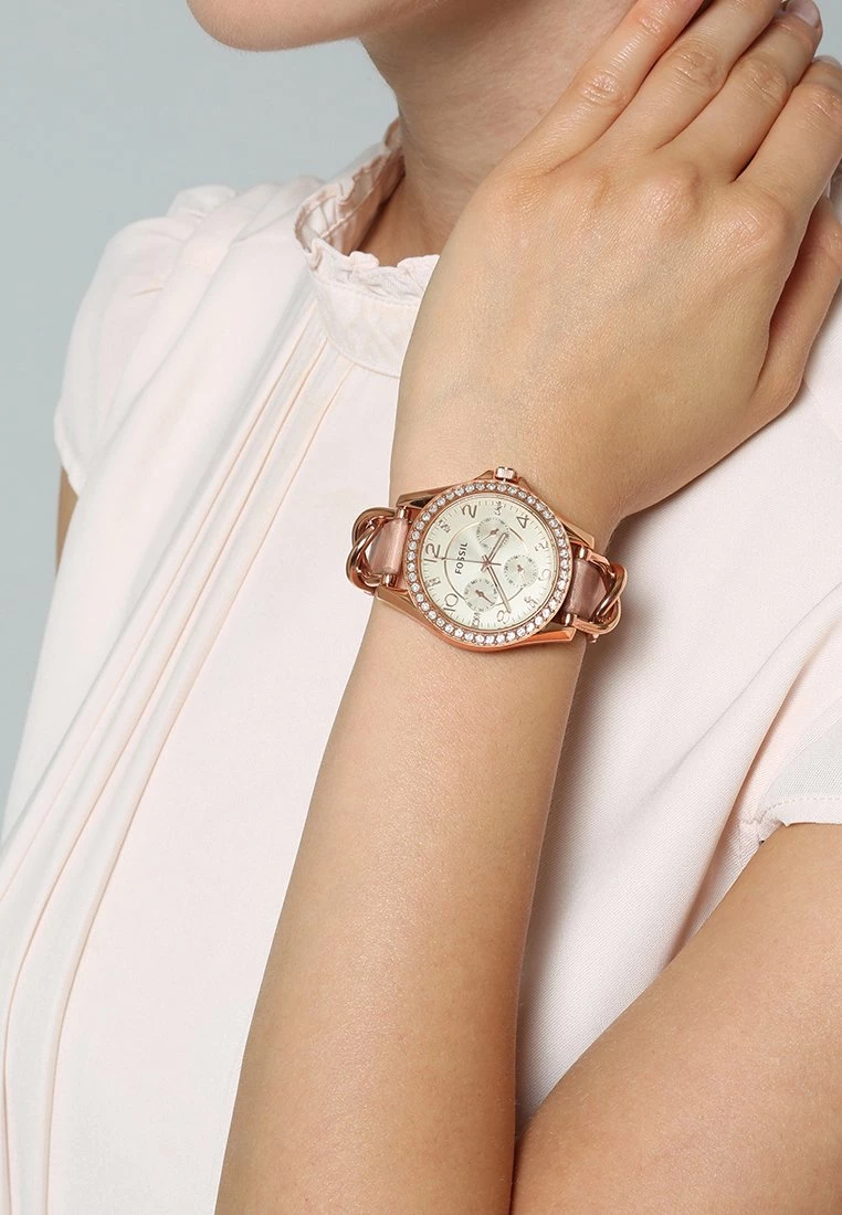 Fossil RILEY Montre Rosegold Coloured/light Brown Femme 3 Fossil RILEY Montre Rosegold Coloured/light Brown Femme